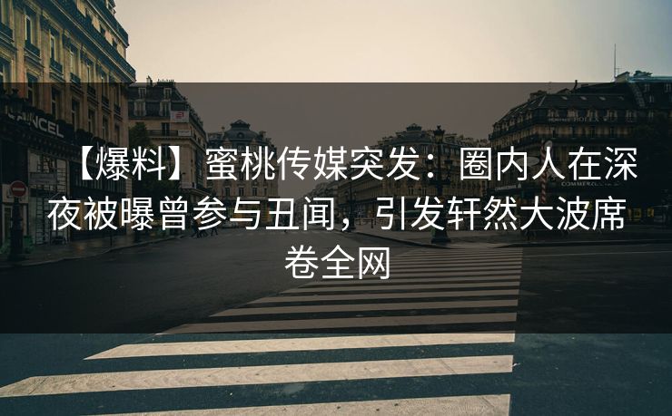 【爆料】蜜桃传媒突发：圈内人在深夜被曝曾参与丑闻，引发轩然大波席卷全网
