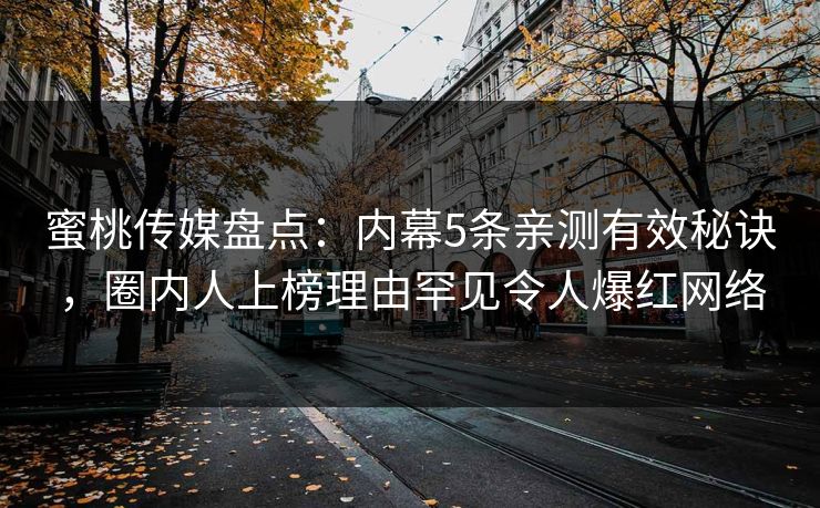 蜜桃传媒盘点：内幕5条亲测有效秘诀，圈内人上榜理由罕见令人爆红网络