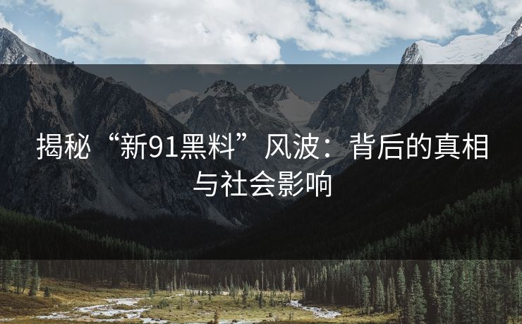 揭秘“新91黑料”风波：背后的真相与社会影响